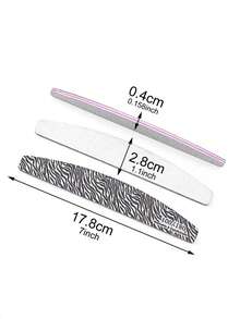 4pcs Leopard Print Nail Files, Crescent Shaped, Ergonomic Design, Convenient For Buffing And Shaping, Comfortable Grip, Suitable For Daily Use, Travel And Nail Salons - Multicolor - View 3