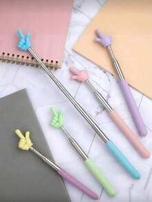 5pcs/Set Retractable Pointer Stick, Suitable For Classroom Teaching, Ideal For Teachers, Retractable Handheld Pointer, Retractable Reading Supplies, Birthday Gift (Random Color) - Multicolor - View 3