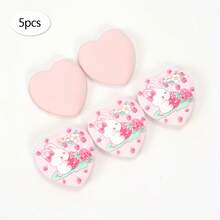 Printed Heart-Shaped Finger Sponges 5/10/20/50pcs, Beauty Makeup Sponge For Mixed BB Cream & Foundation Liquid Concealer Application. Especially Suitable To Cover Local Flaws And Blemishes On Eye Area, Nose Wings, Lip Corners With Precise Contouring