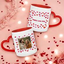 1个可定制马克杯，可印制您的照片，个性化幸福爱情日常咖啡杯，浪漫心形图案陶瓷杯，情侣照片茶杯，情人节定制饮品杯，情侣礼物，男女朋友礼物，情人节情侣礼物 - 多色5 - 查看 5
