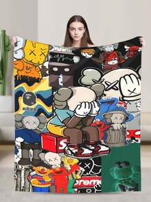 Kawss Kawaii Kaw  Blanket Super Soft Flannel Blanket Lightweight Warm And Comfortable Blanket Adult Gifts For All Seasons No Linting, Machine Washable - màu đen - Xem 7