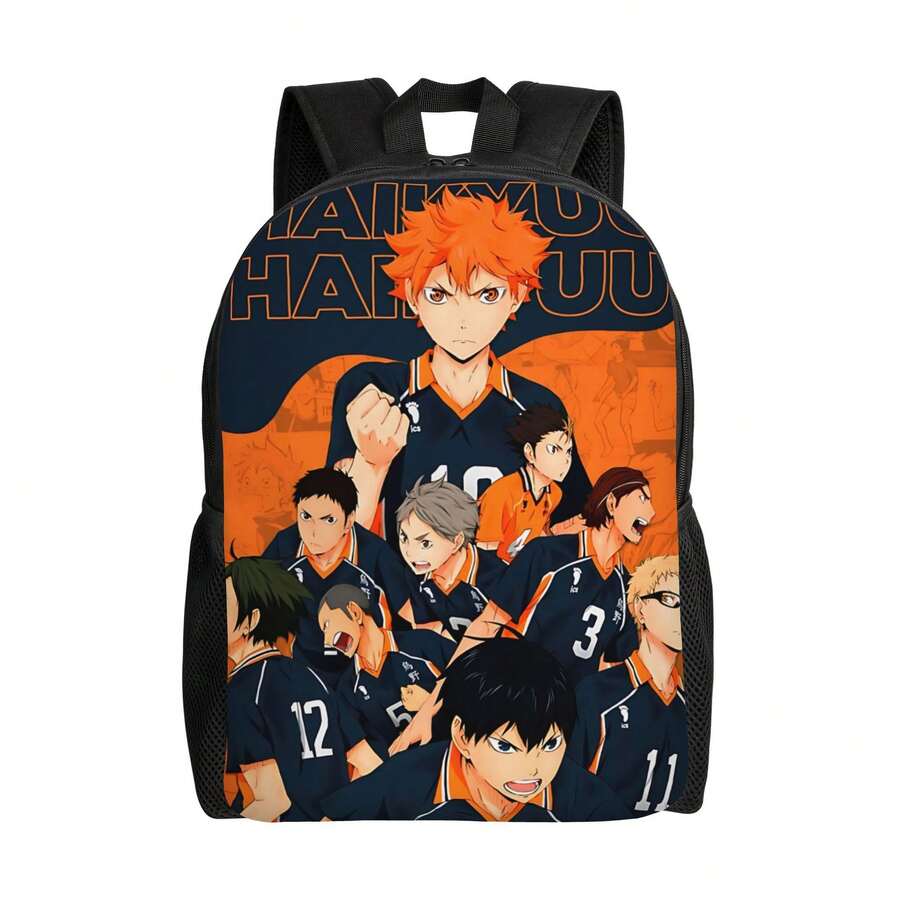 ZLIENSZUS Haikyu Anime Backpack - Soft Style, Single-Sided Design, Vibrant Orange And Black Character Art, Durable Fabric Suitable For University, Work, Leisure Activities - Unisex School Bag, Suitable For Anime Enthusiasts, Anime Backpack, Work Bag, Sports Style, Sturdy Structure, Anime Enthusiasts - trộn - Xem 1