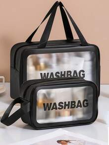 1pc Large Capacity Wet & Dry Separated Travel Toiletry Bag, Suitable For Travel, Vacation, Business Trip Beach Bag - Black - View 9