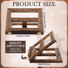 Adjustable Wooden Bible Stand Carved Bible Holder Missal Stand Book Display Reading Folding Religious Prayer Wooden Holy Book Holder 12.99x 10.04 InchesDark Brown - Dark Brown - View 3