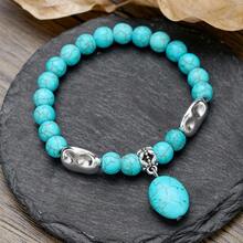 1pc Bohemian Style Turquoise Beaded Bracelet, Unisex Couples & Best Friends Design, Delicate & Versatile, Suitable For Daily Wear, Gift