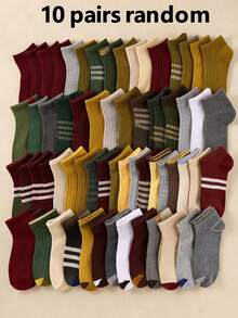 20双儿童船袜，儿童短袜，运动袜，SP字母袜，竖条纹船袜，适合日常穿着/搭配，男女童均适用，适合1-16岁儿童，透气、舒适、柔软 - 彩色 - 查看 12