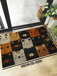 1件装可爱猫咪印花门垫/浴室垫，卡通风格，涤纶材质，防滑底，可机洗，经久耐用，适用于室内入口、厨房、户外，也可作地毯、客厅、卧室、浴室、房间装饰、办公室装饰等。 - 彩色 - 查看 13