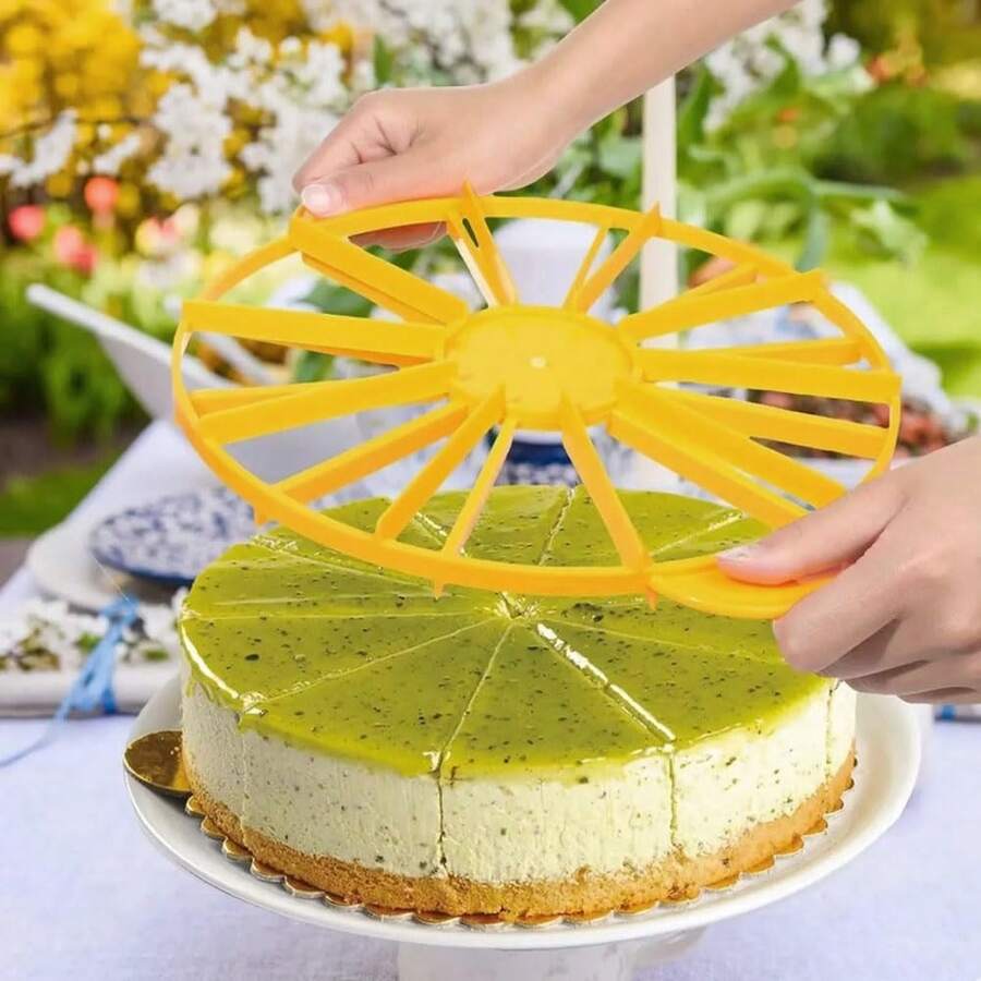 Cake Portion Cutter Cake Portion Marker Round Cake Slicer Double Sided Cake Portion Marker 10 Or 12 Pieces (White 26.8 Cm /10.6 In Diameter) - 黃色 - 查看 1