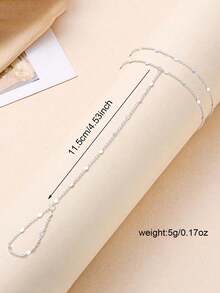 1pc Fashionable Versatile Y-Shaped Collarbone Chain, Simple Metal Flat Piece Connected Finger Chain, High-End Versatile, Suitable For Any Occasion, Great Gift Choice - Silver - View 4
