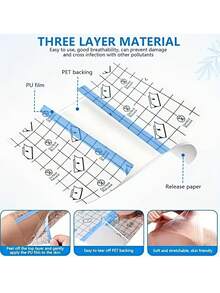 1-100pcs Waterproof Invisible Elastic Tape, Strong Adhesive, Durable Grid Pattern Blank Stickers, Anti-Pollution Adhesive, Can Reduce Thigh Friction, Protect Swimming, Shower, Tattoo Care Areas, Ideal For Outdoor Sports Protection.