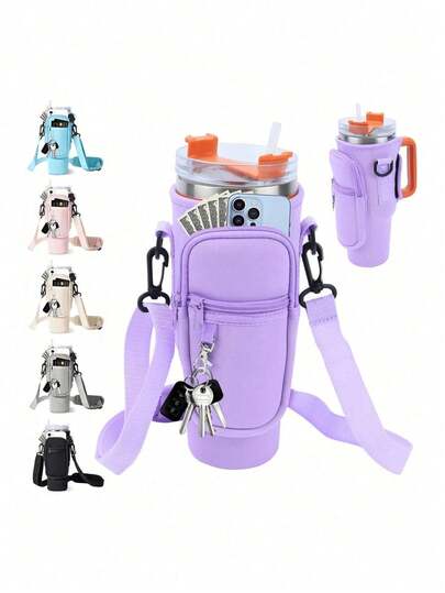 Funda aislada de 40 onzas con asa - Material de neopreno y poliéster, agarre antideslizante, adecuada para viajes en coche y actividades al aire libre