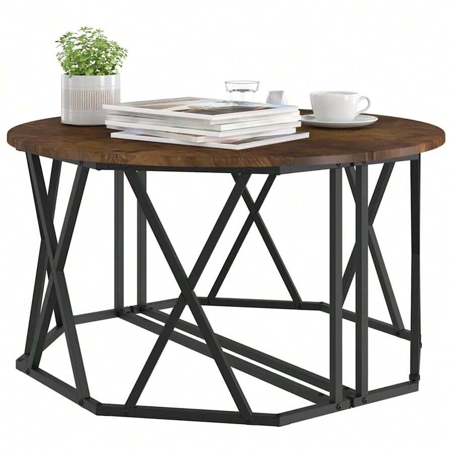 vidaXL Table basse Chêne fumé 80 x 80 x 42 cm - Tabac - Voir 1