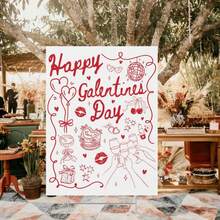 Galentines Day Party Tapestry, Galentines Party Banner, Valentines Girls Night Welcome Sign, Galentines Photo Backdrop - 2 - 查看 8