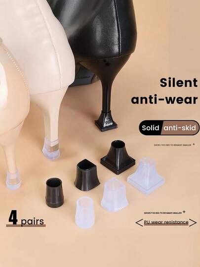 4 par alla hjärtans dag hästsko/runda tysta högklackskydd, halkfria hälreparationstillbehör för eleganta damskor, sommarsandaler, stövlar, perfekt present till vänner