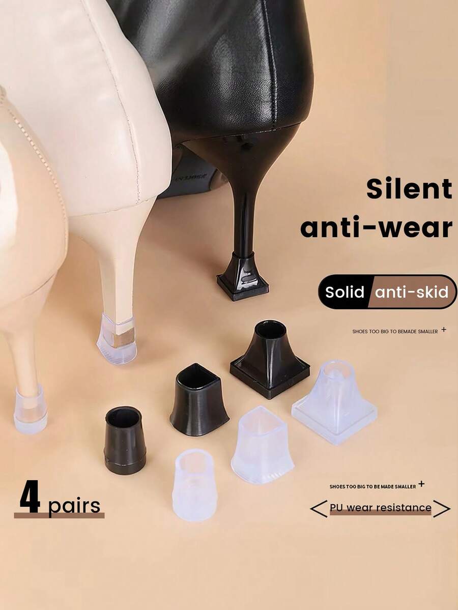 4双情人节马蹄形/圆形静音高跟鞋鞋跟保护套，防滑鞋跟修复替换配件，适用于优雅女鞋、夏季凉鞋、靴子，是送给朋友的绝佳礼物。 - 圓形 - 查看 1
