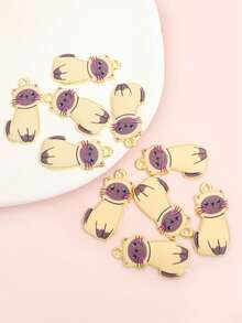 10pcs Q-Version Cat Styling Drip Oil Alloy Charms - Cute Meow People Series Accessories, Kawaii Necklace Earrings Keychain And More Creative Chain Ornaments DIY 9 Styles Pet Kitten Pendants - Perfect Gifts Souvenirs For Cat Lovers