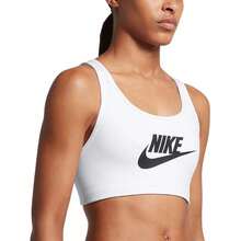 Nike Dri-Fit Swoosh Color Block Medium Support Fitted Vest Style Sturdy Double Shoulder Straps Unfastened Sports Bra For Women, Black - White - View 5