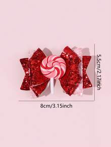 Set de 2 pasadores de pelo con lazo de piruleta de San Valentín, pasadores de pelo con lazo de lentejuelas brillantes, pasadores de pelo con decoración de caramelos dulces, perfectos para la fiesta de San Valentín. Pueden ser un regalo para la familia o usarse como accesorios, pasadores y decoraciones de pelo para mujeres.