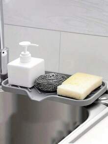 1pc Silicone Soap Dish With Drainage - Anti-Splash, Non-Slip Countertop Mat For Kitchen & Bathroom Sinks,Non-Slip Kitchen Mats For Sink Side, Natural And Hygienic Kitchen Essential For Home And Kitchen Room Decor, Part Of Your Cozy Fall& Winter Styles And Christmas Decorations - M - View 9