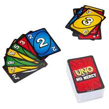 Mattel UNO - Juego de cartas clásico de emparejamiento de colores y números - 112 cartas - Comodín personalizable y borrable - Incluye cartas de acción especiales - Regalo para niños de 7 años en adelante - HWV18 - Ver 8