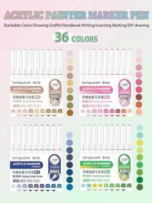 288/240/192/96色丙烯颜料马克笔套装，带收纳袋，学生艺术专业绘画软头马克笔，适用于纸张，可堆叠，可用于绘画、玻璃、防水人体彩绘，圣诞礼物，返校理想之选 - 彩色 - 查看 19