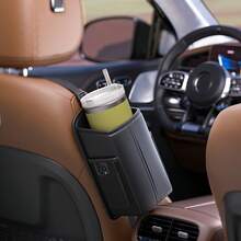 Multi-Functional Car Seat Side Organizer Bag - PU Leather Hanging Storage With Tissue Dispenser, Mesh Pockets For Phone And Pen - A - مشاهدة 13