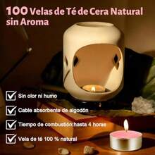 100 Velas de Té de Cera Natural sin Aroma Tea Ligth 4 Horas Sin Aroma Sin Humo e Inodoras Velas de Té Pequeñas de Cera Natural Perfecto para aniversarios fiestas metidación Rosa - Rosa - Ver 3