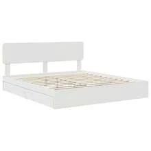 vidaXL Lit de Rangement Blanc 180 x 200 cm Bois d'ingénierie - Blanc - Voir 4