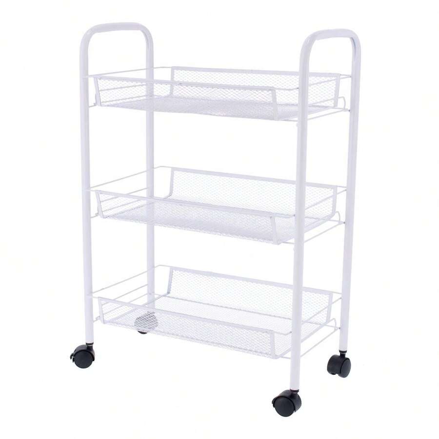 Carrito Organizador de Metal Blanco Deco Hogar 12137 | Almacenamiento Práctico y Moderno para Hogar y Oficina - Blanco - Ver 1