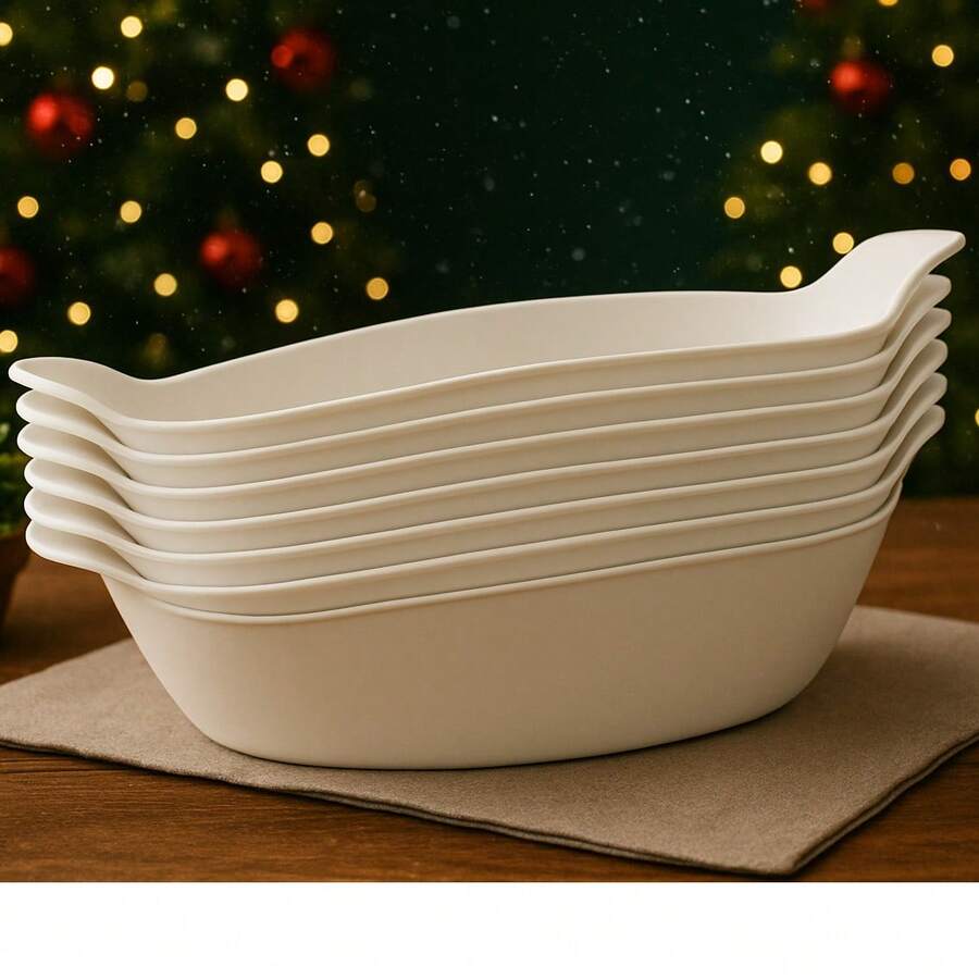Kit Of 5 Small Boat-Shaped Snacks Portions For Bar/Restaurant, Plastic - 白色 - 查看 1
