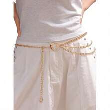 Chain Belt Chain Silver Chain Belt Gold Chain Belt With Chain Sunflower Butterfly Waist Chain Belt Plus Size Long - B1 - 心形 - 金 - 查看 4