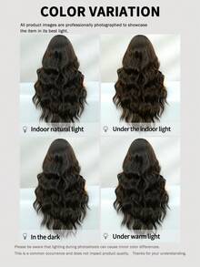 7JHH WIGS Dark Brown Wig Long Loose Wavy Wig Middle Part With Curtain Bangs Natural Looking Synthetic Heat Resistant Fiber Hair Wigs For Women Daily Party Rave Use 26 Inch - Black Brown - View 9