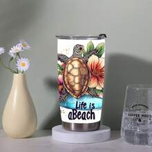 20oz Stainless Steel Tumbler With Lid - Insulated, Keeps Drinks Hot Or Cold, Vibrant & Floral Design, Beach, Cycling, Hiking, Office, Or Home Use - Ideal Halloween, Christmas, New Year, Valentine'S Day, Beach Accessories - 黑色4 - 查看 6