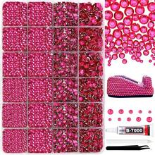 Hot Pink Resin Rhinestones For Crafting Bedazzling,2-6MM Rhinestones For Nails Art,Hot Pink Nail Rhinestone And Gems,Nail Diamond Flatback Gems Crystals Charms For Nail Design DIY Makeup Decor - 11 Merah Muda Terang - View 1