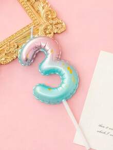 0-9 Mermaid Ombre Gradient Number Birthday Party Cake Candles, Graduation Gift, Wedding, Suitable For Romantic Party, Birthday Celebration, Holiday Celebration, Singles Party Cake Decoration, Baking Decoration - Pink and Blue Gradient - View 9