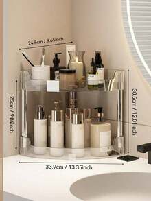 1pc Multifunctional Bathroom Organizer Rack, Transparent Corner Shelf Floor-Standing Toilet Vanity Shower Caddy, 3-Tier Kitchen Storage Rack Bathroom - Multicolor - View 10