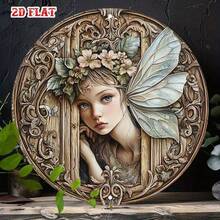 2D Enchanted Fairy Door Wall Art With Aluminum Peeking Fairy For Home Garden Party Decor Ideal For Room And Fairy Gardens, Decorative Signs And Plaques. - 彩色 - 查看 14