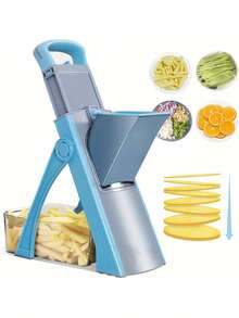 Piorlado Vegetable Slicer, Kitchen Accessaries, Adjustable Vegetable & Fruit Chopper With 4 Modes Dicer, Julienne Kitchen Chopping Artifact - Blue - View 12