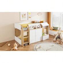 Kids Bed Frames, Headboards & Footboards - White+Natural + Wood + 90cm*200cm - View 9