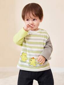 Balabala Kids' Long Sleeve T-Shirt, Cotton Cute Spring/Fall Top 2026 - Gray Green Tone - View 1