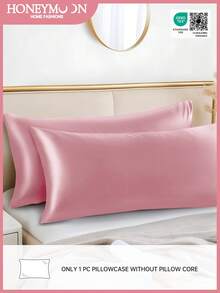 1pc Satin Extended Pillowcase, Silk Pillow Case For Hair And Skin, Luxurious And Silky Smooth, Ultra Soft And Breathable, No Filler, Machine Washable, Oeko-Tex Certified - Pink - View 1