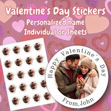 1 /20 /40 /60 Customized Personalized Valentine's Day Photo Stickers, Customizable Pictures And Words, Valentine's Day Anniversary Gifts, Family Photo Stickers, The Best Gift For Wives, Husbands, Friends, Classmates, Lovers, Relatives And Friends, Suitable For Gift Packaging, Candy, Halloween Candy, Gift Bags, Logo And Other Occasions | Commercial Stickers | Postage Labels | Order Stickers | Wedding Stickers - Multicolor - View 3