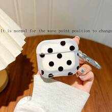 1 Juego de Estuche Protector Minimalista Clásico a Lunares Negros Compatible con Auriculares Inalámbricos Bluetooth Apple Pro/3ra Generación con Correa - Negro - Ver 6