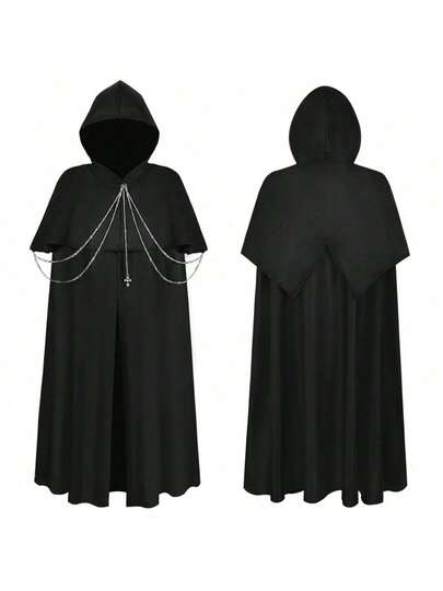 COS Medieval Renaissance Halloween Hooded Cape Stage Performance Costume