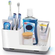 2026 New 1pcs Grey Toothbrush & Toothpaste Holder With Drainage - Detachable  Organizer, Non-Slip HIPS Plastic Storage Caddy, Used For Bathroom Counter Organizer, But Also Can Be Applied To Kitch, Drer, Office And Other Places - 灰色 - 查看 2