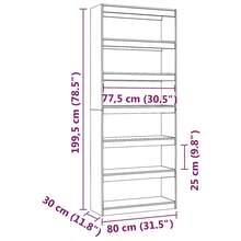 vidaXL Biblioteca/separador de piezas blanco 80x30x199,5 cm Alfiler macizo - Blanco - Ver 8