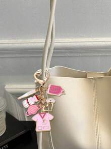 Pendentif thème infirmière/médecin en alliage, porte-clés rose, pendentif décoratif à élément médical, casquette d'infirmière, masque rose, ornement décoratif suspendu pour voiture, pendentif décoratif à boucle pour femme, porte-clés, cadeau parfait pour la Journée internationale des infirmières, design classique, pendentif de couple, convient pour les sacs, les clés, les écouteurs, les coques de téléphone, thème infirmière, Saint-Valentin, accessoires de couple, saison des mariages, cadeau d'anniversaire de mariage, cadeau d'infirmière - Multicolore - Voir 5