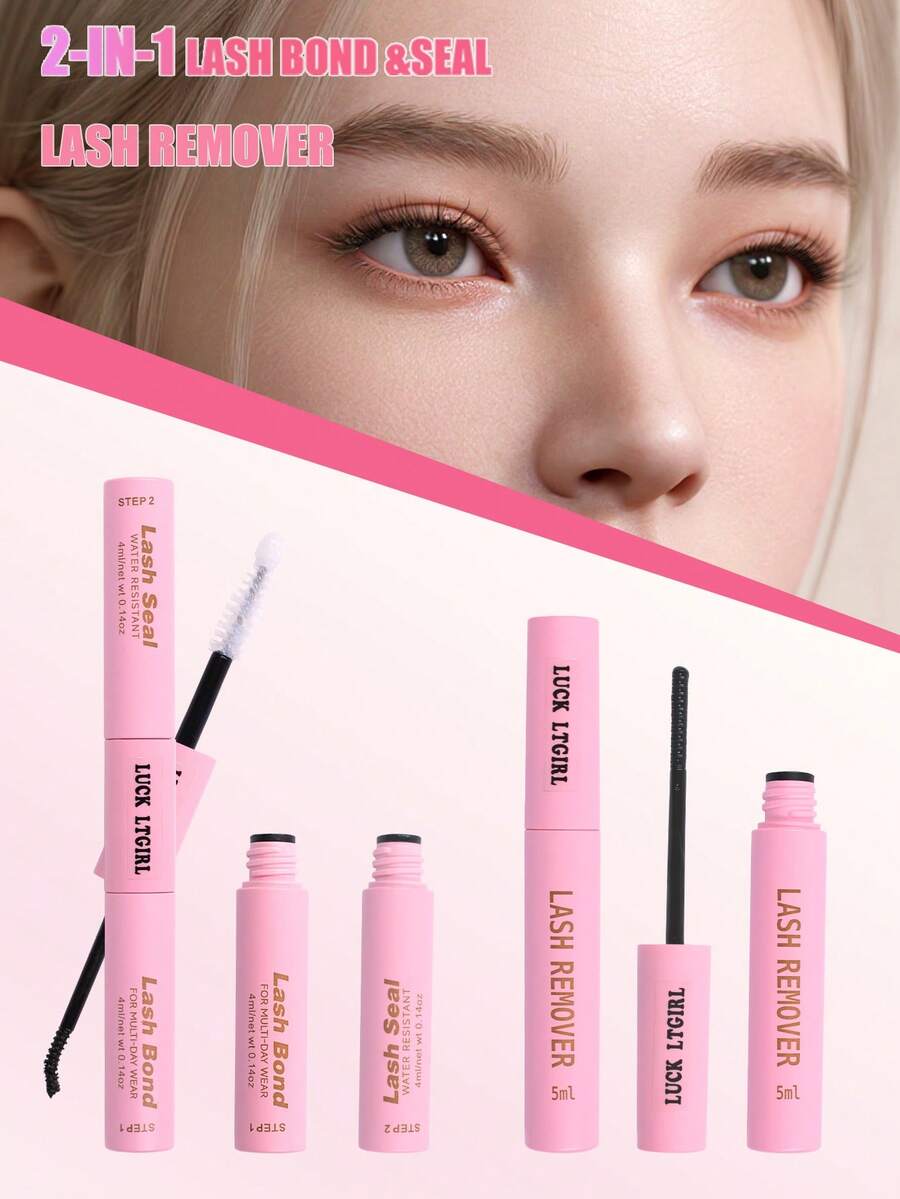 Eyelash Adhesive & Sealant, Eyelash Remover, Individual Eyelash Glue & Sealant, Eyelash Extension Tools, 2-In-1 Cluster Eyelash Adhesive & Sealant, Cluster Eyelash Glue, Eyelash-Specific Glue, Cluster Eyelash Adhesive, Eyelash Glue, Cluster Eyelash Accessory Tools, Eyelash Extension Tool Kit, Eyelash Tool Collection - Pink - View 1