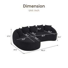 YOGLAD Compression L-Shaped Modular Sectional Sofa With Curved Chaise, Boneless Cloud Couch Sleeper, Black Chenille Upholstered Deep Seat Floor Sofa With Wide Armrests, Raised Backrest & 30D High-Density Foam For Living Room, Apartment & Lounge - 黑色 - 查看 2