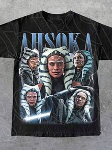 Ahsoka Tano Shirt Vintage Retro Jedi Graphic Unisex T-Shirt Mandalorian Rebels Cosplay Gift Best For Christmas Gift - Black - View 1
